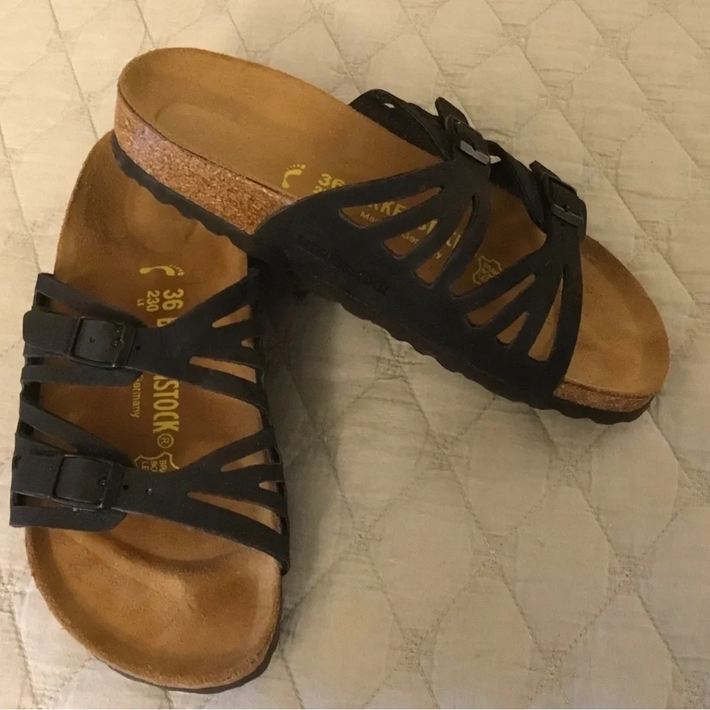 Women’s Birkenstock “Granada” Birkibuc Black Sandals SZ 36/US 5. Worn Once. - Picture 6 of 6
